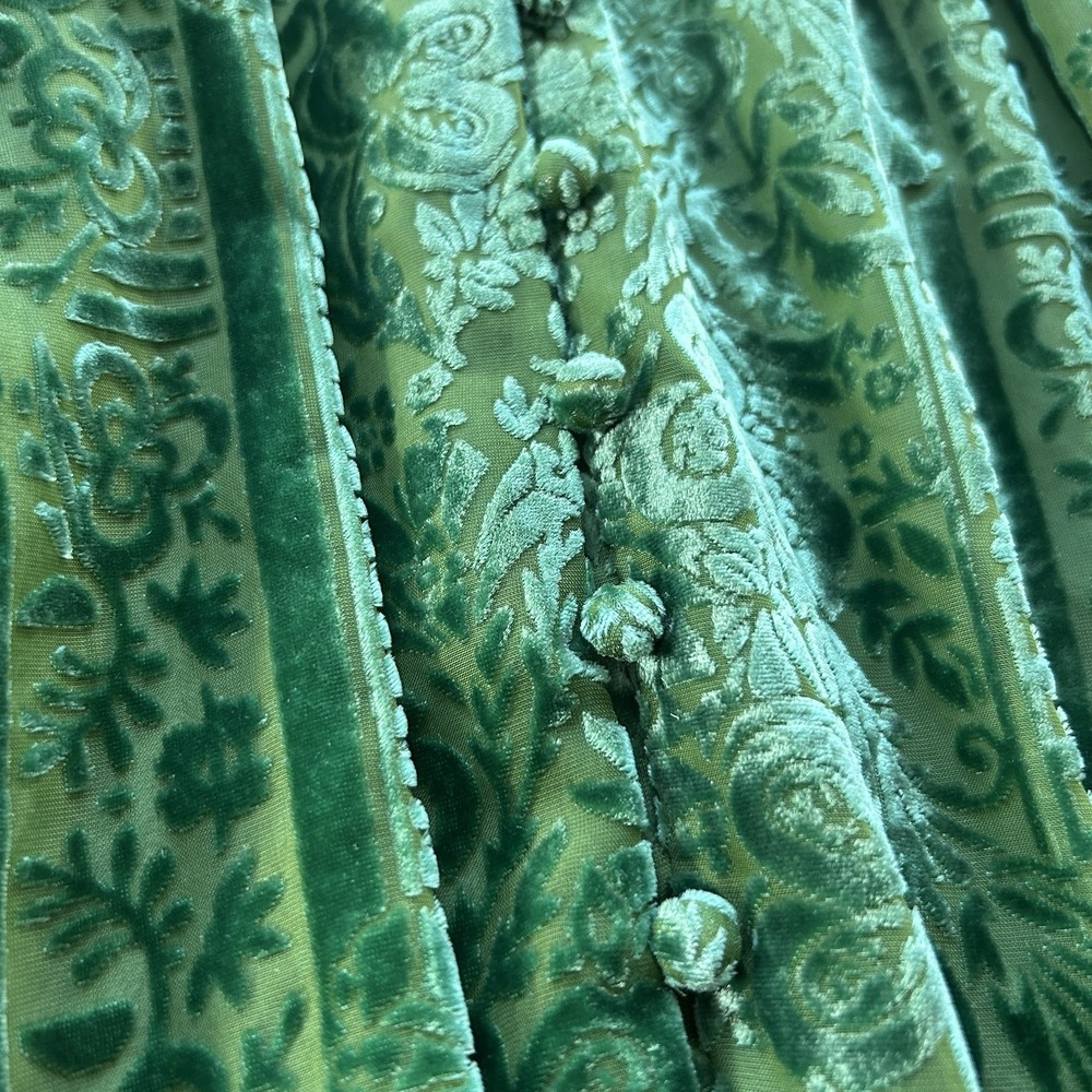 Anthropologie Size 10 Green Puff-Sleeved Burnout Velvet Maxi Dress Gala - Picture 4 of 14